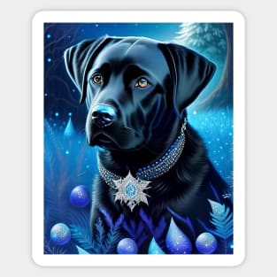 Black Labrador Blue Glow Sticker